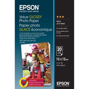Papel Fotográfico Brillante Epson Value 10x15 cm - 20 Hojas