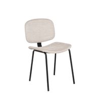silla tapizada beige con asiento y respaldo curvo
