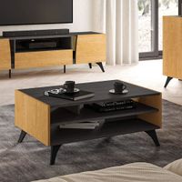 mesa de centro madera y negra paneles de mdf madera y negro