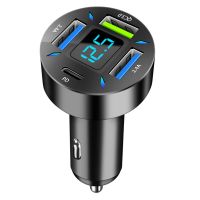 cargador de coche usb pd de 4 puertos 66w adaptador de doble carga rapida usb-a pd qc30 de 24a con led azul para iphon