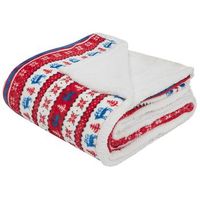 manta de franela roja y azul 200 x 220 cm invierno mullido patron clasico de invierno de temporada reka