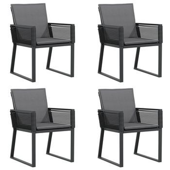 4 Uds Sillas De Jardín | Silla De Exterior | Sillon Jardín Con Cojines Ratán Sintético Negro