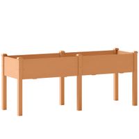 outsunny huerto urbano elevado de madera 184x59x765 cm con 6 orificios de drenaje para cultivos plantas flores marron