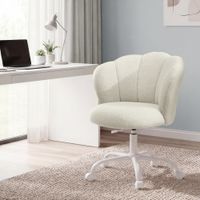 silla de oficina giratoria de tela de peluche de color blanco