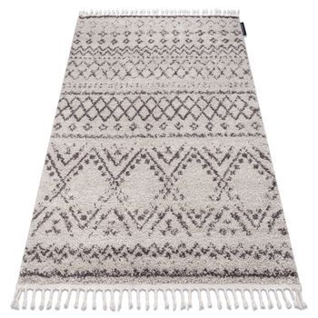 Alfombra Berber Rabat G0526 Crema/marrón Franjas Bereber Marroquí Sh 160x220 Cm