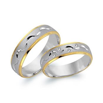 Alianzas 8 quilates oro amarillo-blanco 4 diamantes