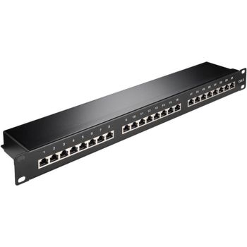 Panel de parcheo Goobay 93048 24 puertos Cat6 1U rack negro
