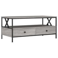 mesa de centro con 2 cajones y 1 estante 100 x 51 x 45 cm madera de ingenieria gris y metal dec039963