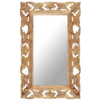Espejo，espejo Decorativo Tallado A Mano Marrón 80x50 Cm Madera Maciza De Mango Cfw323674