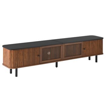 Mueble Tv De 190 Cm Color Nogal Con Puertas Correderas Y Rejilla