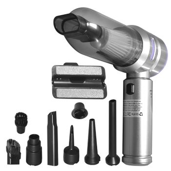 LED ATOMANT Aspirador de Mano Inalámbrico 16000PA 2 en 1, Aspira y Sopla, Motor sin Escobillas, 3 Niveles de Potencia, USB-C, Ideal para Coche, Hogar y Oficina