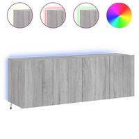 2 uds muebles tv de pared  mueble de salon  armario tv con luces led gris sonoma 60x35x41 cm