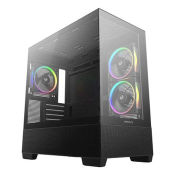 Caja DeepCool CG380 3F Negro Panorámica 3 Ventiladores ARGB Vidrio Templado