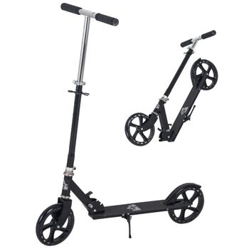 HOMCOM Patinete Plegable para Niños 7-14 Años Scooter Infantil Manillar Ajustable en Altura 4 Niveles con Freno 88x37x75-100 cm Negro   Aosom España