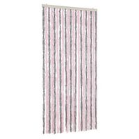 cortina antimoscas chenilla gris plateado y rosa 90x200 cm
