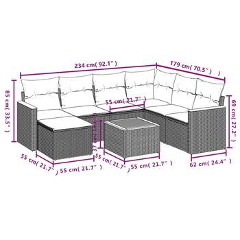 Conjunto De Patio Para El Ocio (con Cojines, Combinación De 8 Piezas)