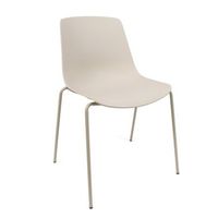 silla en polipropileno y metal - asiento de diseno ideal para comedor y cocina - 55 x 82 x 51 cm - color beige