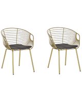 conjunto de 2 sillas de comedor  metal dorado