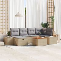 conjunto de sofa de jardin de 7 piezas con cojines en beige poli ratan v7980 unico  beige
