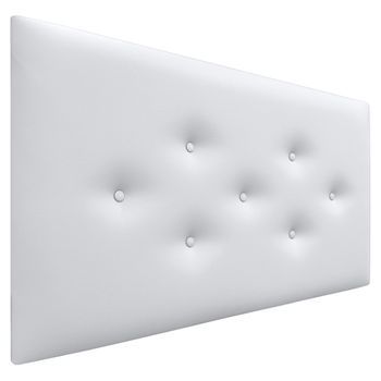 Dhome Cabecero De Polipiel Con 3 Hileras Intercaladas De Botones Cabezal Tapizado Cama Lujo (blanco, 110cm)