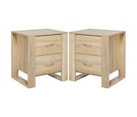 homcom pack de 2 mesitas de noche con 2 cajones patas y base elevada para dormitorio mesa lateral para sala de estar estilo moderno 48x39x54 cm natural
