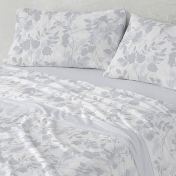 Juego De Sábanas Coralina Botánico 90 X 190/200 Cm - Azul - Burrito Blanco
