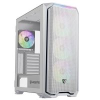 nfortec krater x argb torre atx cristal templado 4 ventiladores soporte e-atx blanca