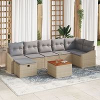 conjunto de sofa de jardin de 8 piezas con cojines beige ratan sintetico v7775 unico  beige