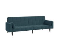 vidaxl sofa cama de 2 plazas con dos almohadas terciopelo azul