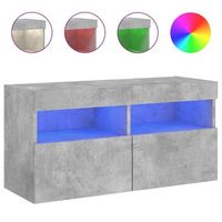 mueble de tv  mueble de salon  gabinete de tv de pared con luces led gris hormigon 80x30x40 cm