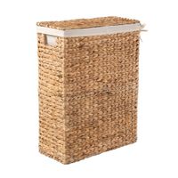 cesto para la ropa estrecho con tapa de jacinto acuatico l21 cm