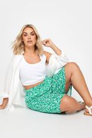 yours bermudas verdes de flores con cintura elastica mujer curvy y tallas grandes yours
