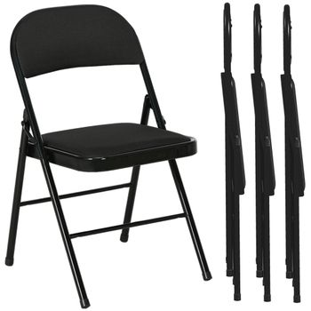 HOMCOM Conjunto de 4 Sillas Plegables con Asiento Acolchado en poliéster y Estructura en Acero Negro   Aosom España