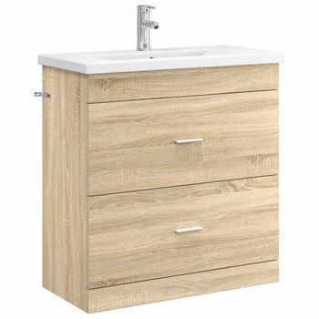 Juego De Muebles De Baño Roble Sonoma 81 X 40 X 84,5 Cm Vidaxl