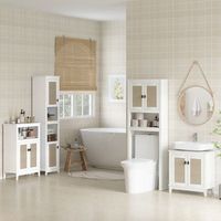 columna de bano de melamina de madera homcom 40x30x1675 cm blanco