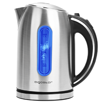 Aigostar King – Hervidor de Agua Eléctrico de Acero Inoxidable, Hervidores Eléctrico con Iluminación Led, 1,7 L, 2200W, Tetera electrica Libre de BPA, Filtro Extraíble, Apagado Automático