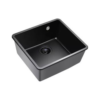 Fregadero Infiniton Disfrutar40.40qz 1 Cubeta 3 Tipos De Instalación Granito Negro 20x40x40 Cm