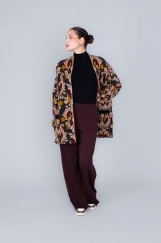 cárdigan maxy con cinturón de jacquard multi baroque