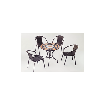 Conjunto Terraza Jardín Mesa Y 4 Sillones Acero Resistente