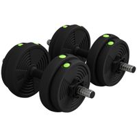 sportnow juego de mancuernas ajustables 15 kg 2 en 1 con barras conexion y mangos antideslizantes para gimnasio en casa negro   aosom espana