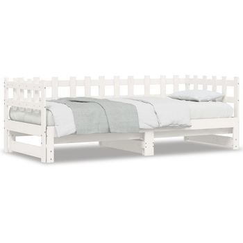 Sofá Cama Extraíble Madera Maciza De Pino Blanco 2x(90x190) Cm Vidaxl