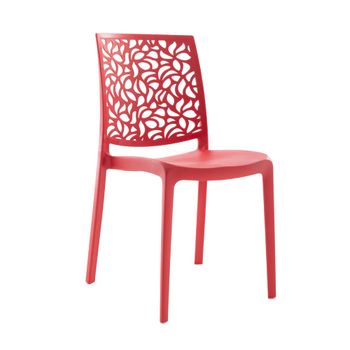 Conjunto de 6 sillas de resina para interior o exterior rojas