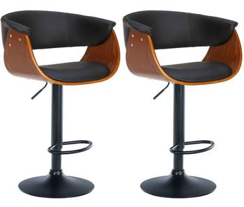 Set de 2 taburetes de bar vestal simil cuero nogal/negro 51x60x90 cm