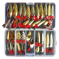 zanlure juego de senuelos de pesca de cuchara de jig de metal brillante caliente 35 piezas senuelo de cucharilla para