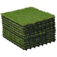 outsunny cesped sintetico 10 piezas alfombra de cesped artificial 30x30 cm altura de hierba 25 mm anti-uv resistente verde oscuro   aosom espana