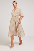 yours london vestido champan cruzado con lentejuelas mujer curvy y tallas grandes yours london