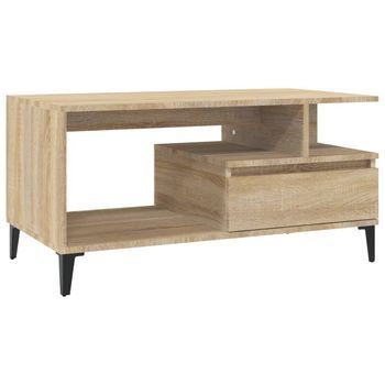 Mesa De Centro，mesa Auxiliar，mesa De Café Madera Contrachapada Roble Sonoma 90x49x45 Cm