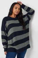 yours jersey de punto de rayas azules y grises mujer curvy y tallas grandes yours