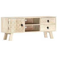 mueble de tv - mueble para salon - madera maciza de mango - blanco 110x30x44cm