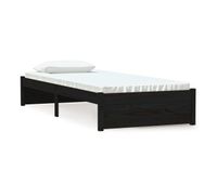 estructura de cama individual madera maciza negra 75x190 cm